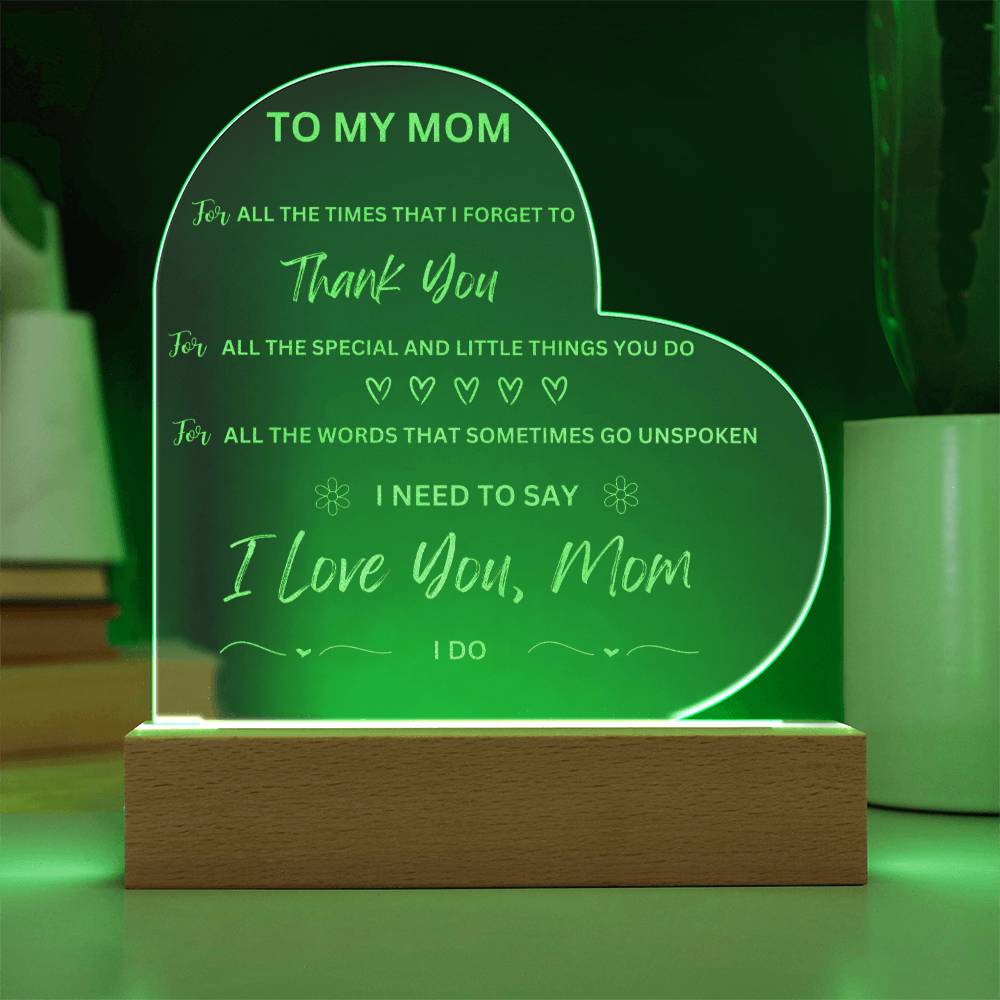 To My Mom Engraved Plaque