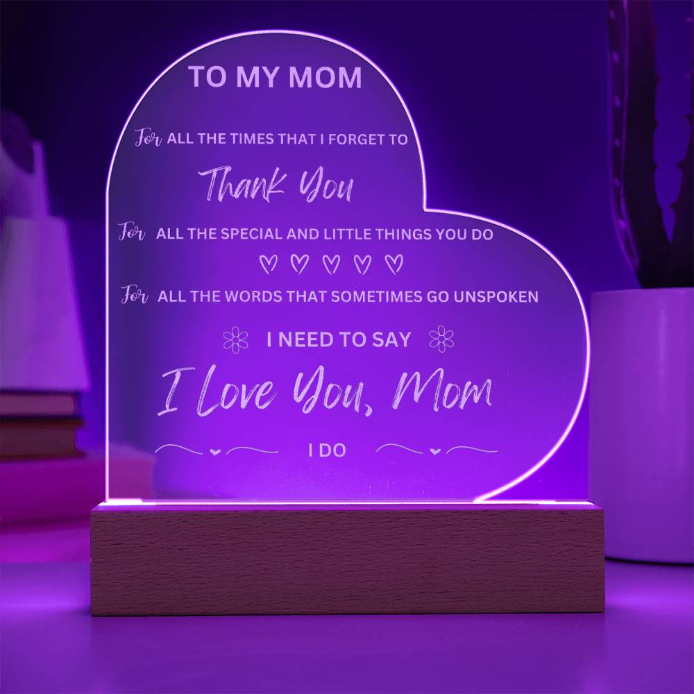 To My Mom Engraved Plaque