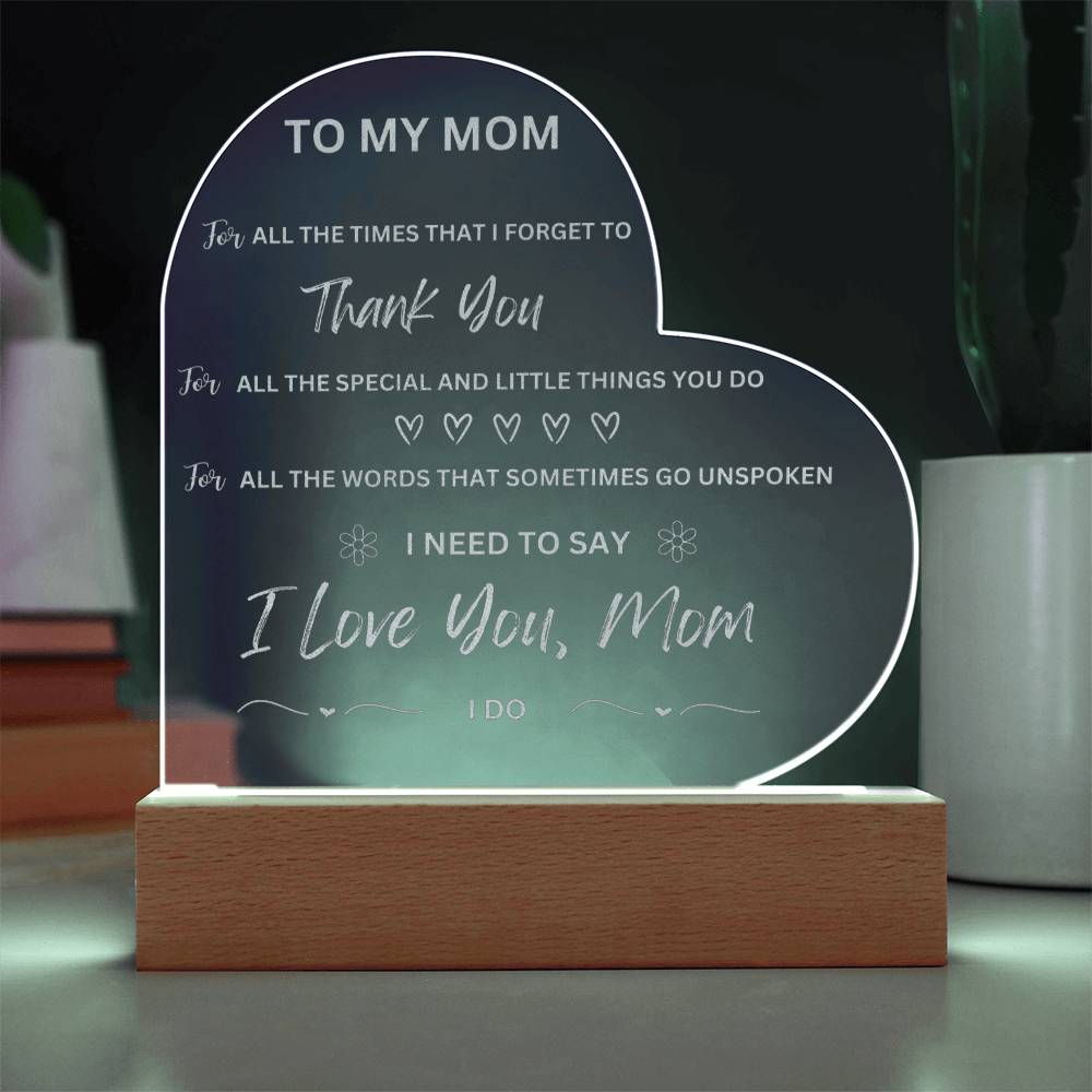 To My Mom Engraved Plaque