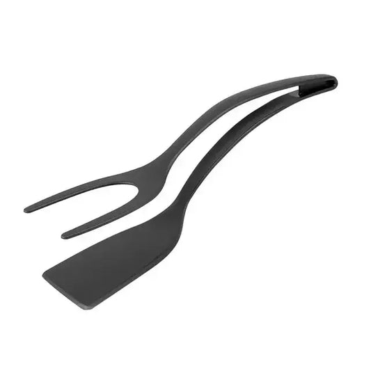 Black hard plastic spatula / tongs combination tool