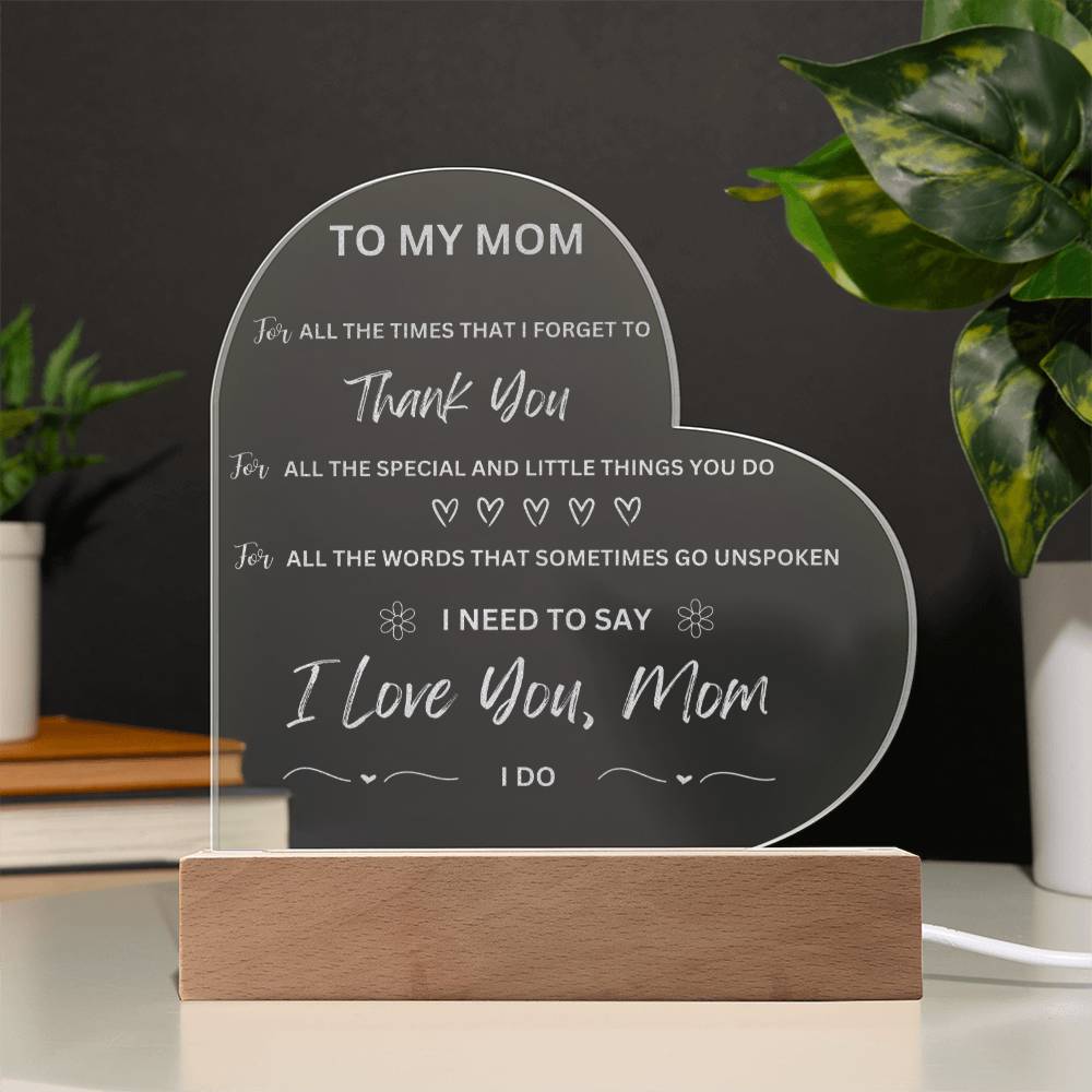 To My Mom Engraved Plaque