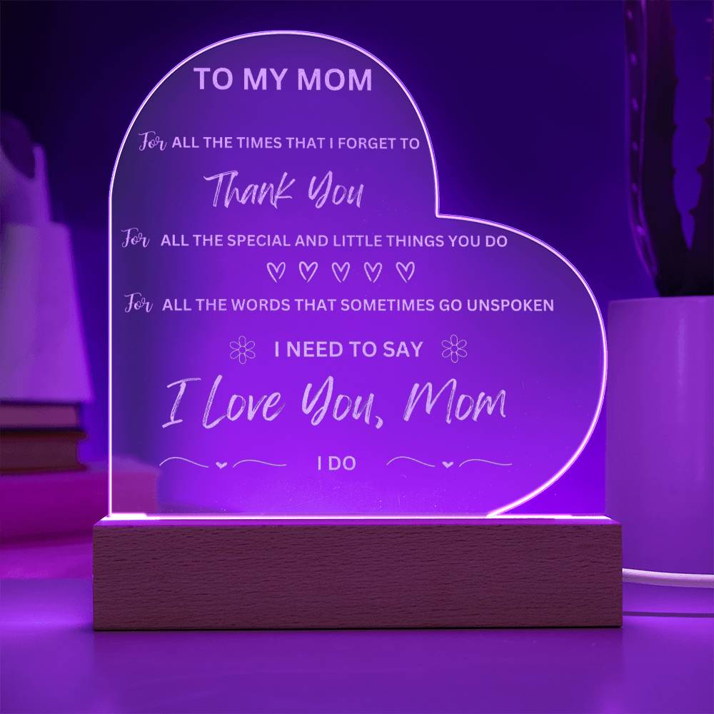 To My Mom Engraved Plaque