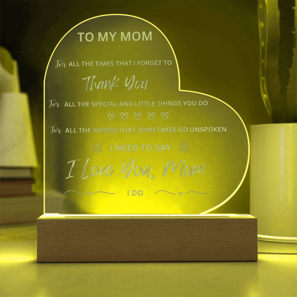 To My Mom Engraved Plaque