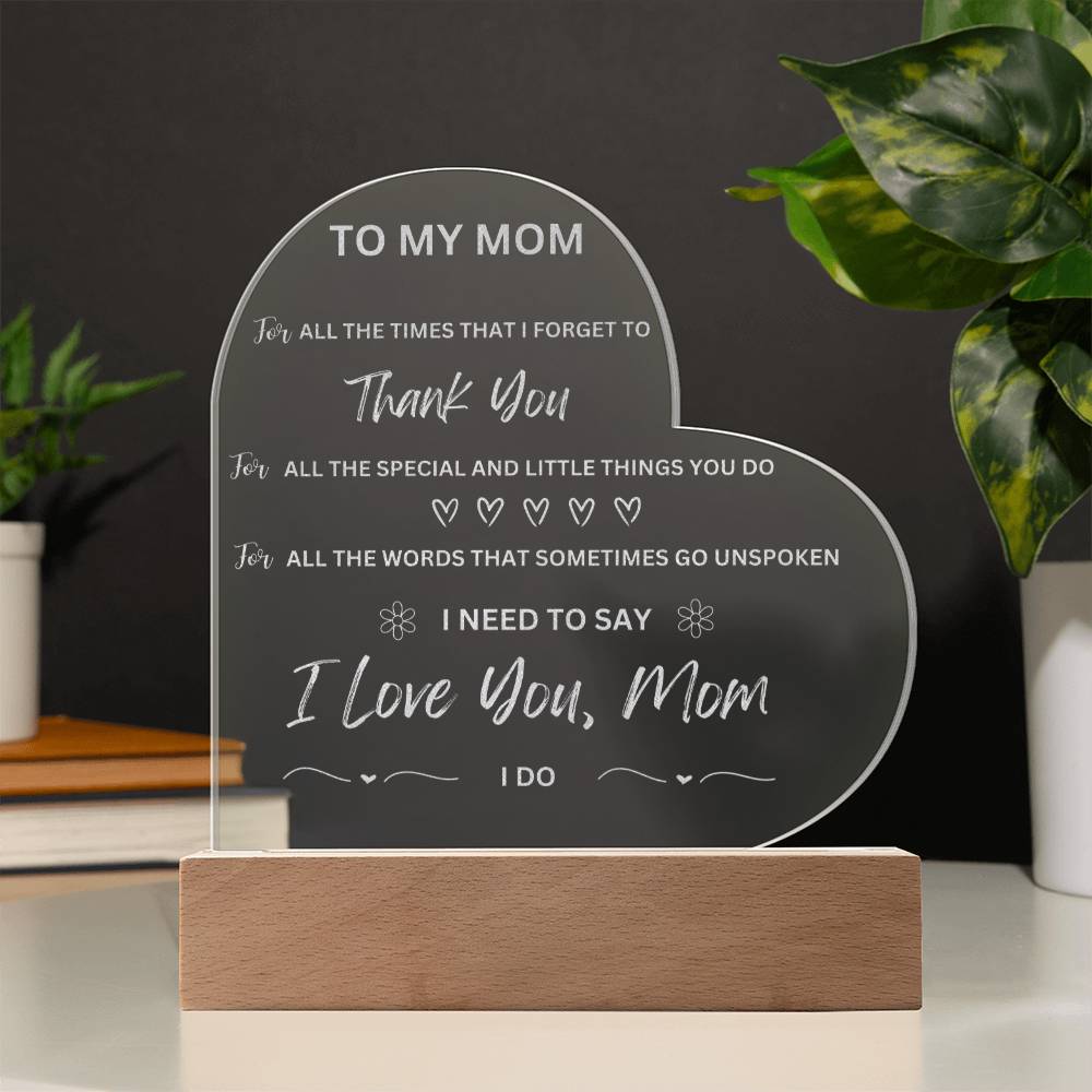 To My Mom Engraved Plaque
