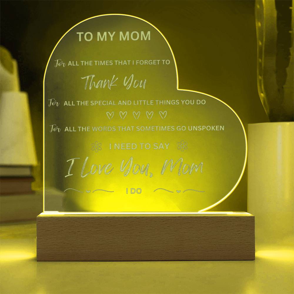 To My Mom Engraved Plaque