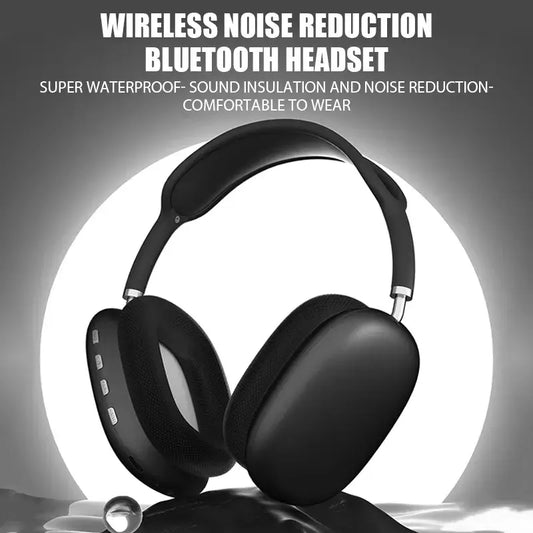 Black bluetooh headsets with cushions for over the ears.