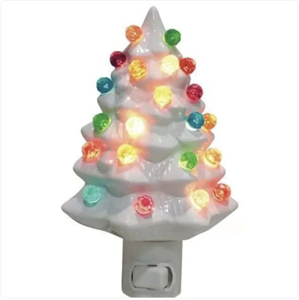 Plug-in Ceramic Christmas Tree Night Lamp