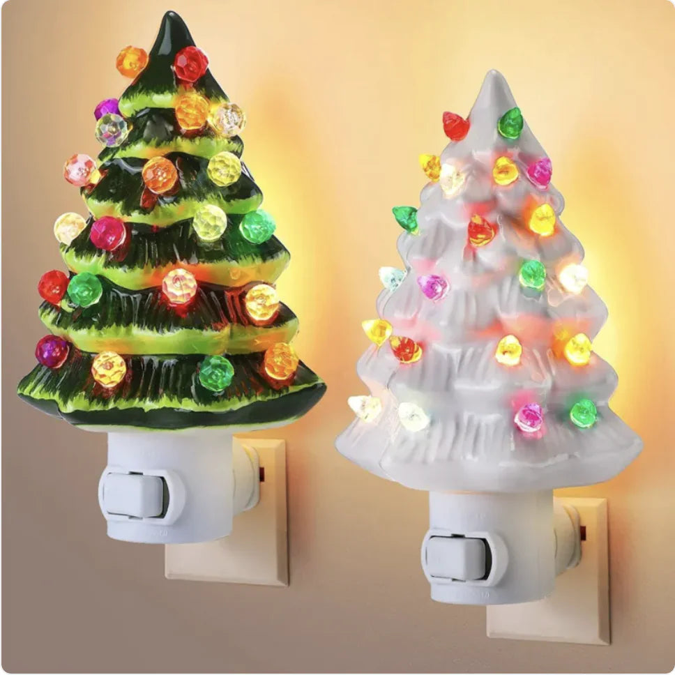 Plug-in Ceramic Christmas Tree Night Lamp